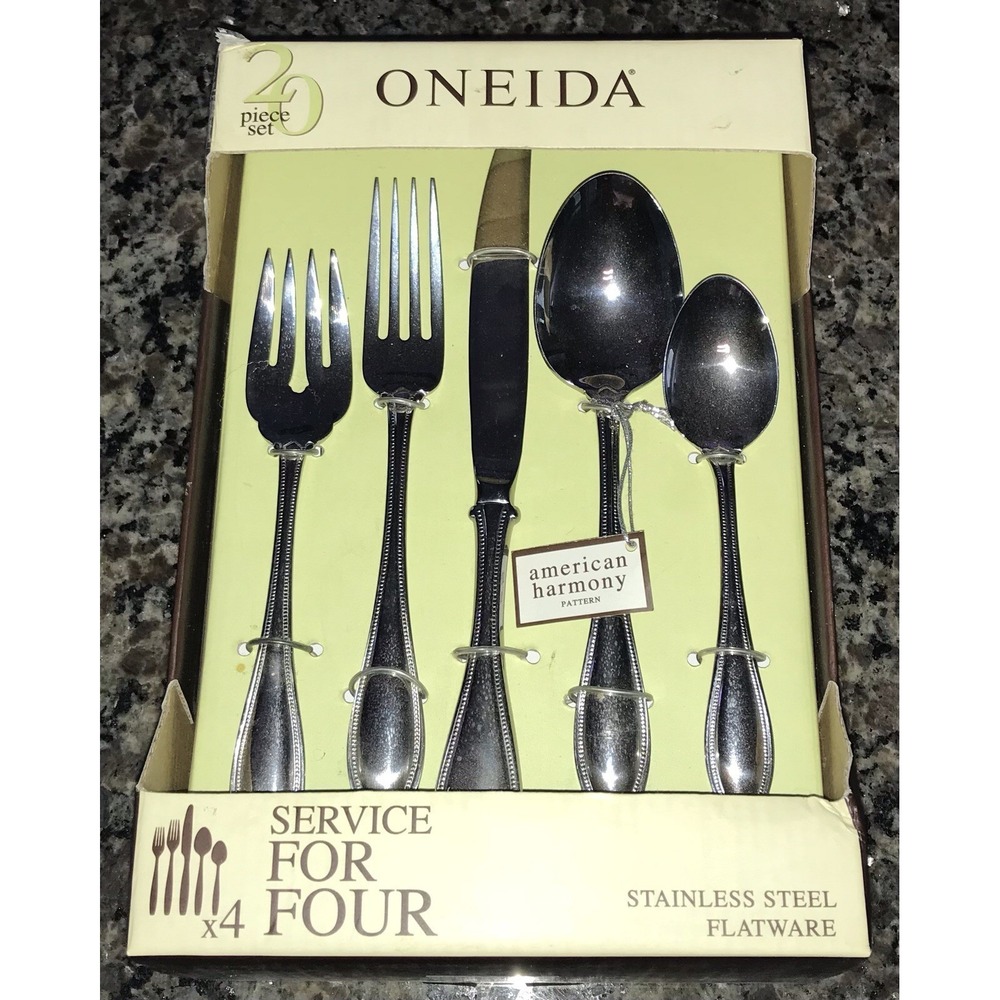 ONEIDA American Harmony Stainless Steel Flatware NEW 20pc Service for 4 NIB
